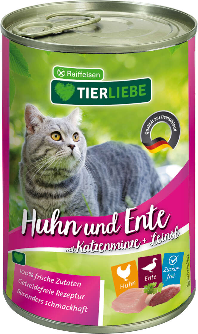 TIERLIEBE Katzen-Nassfutter Huhn und Ente